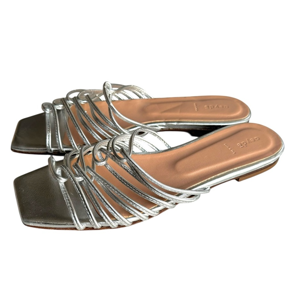 🆕 Aeyde Strappy Sandals Silver Leather - Picture 4 of 11